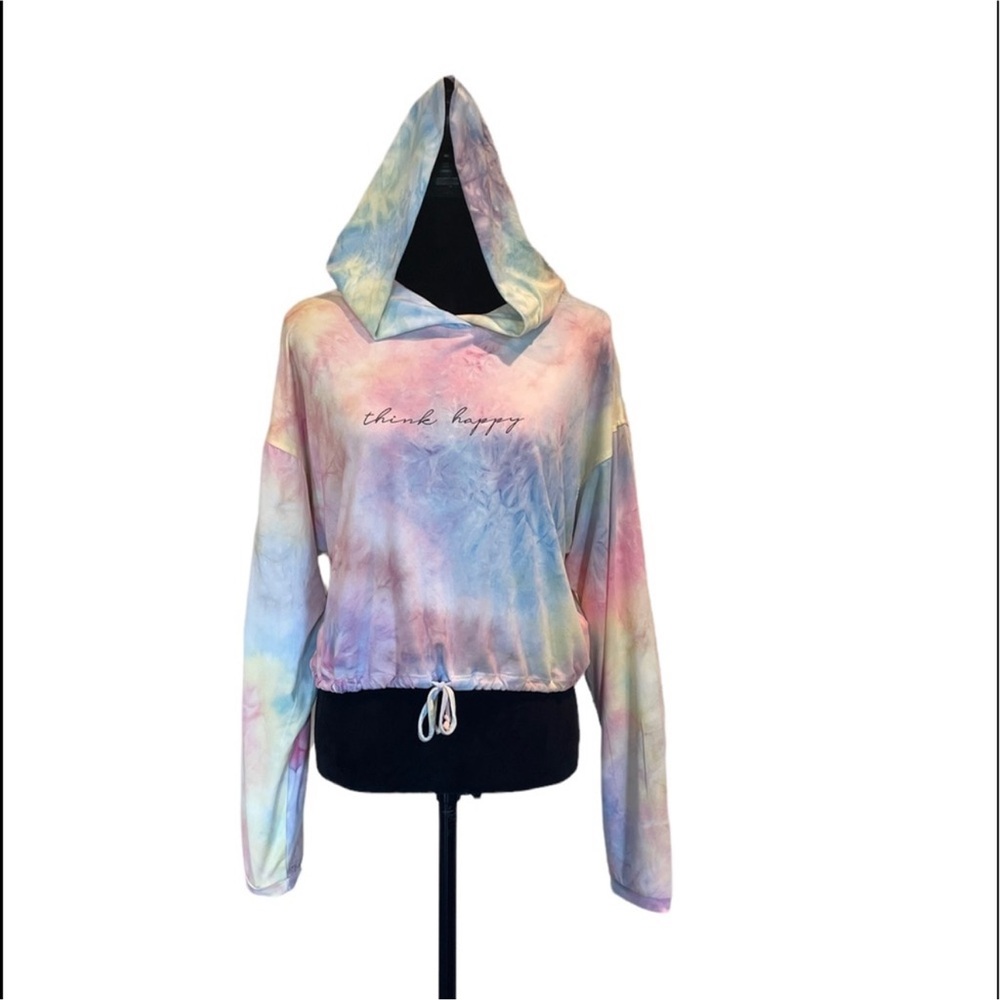 Infinite Performance casual crop tie dye pullover positivity hoodie top large